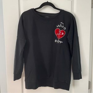 ONLY Red Velvet Heart Detail Black Sweatshirt